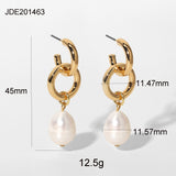 Lianfudai French Style Freshwater Pearl Pendant Cooper Drop Earrings For Women Summer Earrings Jewelry Accessories