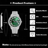 Lianfudai Disaster Prevention Jewelry Iced Out Watch Men Hip Hop Luxury Fully Bling Diamond Quartz Mens Watches Blue Face Waterproof AAA CZ Relojes