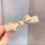 Lianfudai Barrette for Women Girl Hair Accessories Fashion Alloy Rhinestone Pearl Bow Knot Hair Clip Hairpin Wholesale