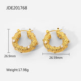 Lianfudai Statement Pearl Hoop Earrings 18k Gold Stainless Steel Jewelry For Women Hammer Cubic Zirconia Huggie Earrings Trendy Fashion