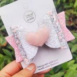 Lianfudai easter gifts for girls Thumblina Cute Heart Love Hairgrips Glitter Hair Bow Dance Party Hair Accessories Girls Spring Valentine Hair Bows