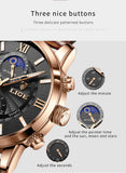 Lianfudai father's day gifts  Watches Mens Top Brand Luxury Clock Casual Leathe 24Hour Moon Phase Men Watch Sport Waterproof Quartz Chronograph+Box