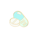 Lianfudai Take a Chill Pill ! Pharmacy Pill Enamel Pin Creative Badge Metal Brooches Best Gift for Doctor Nurse Medical Student