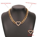 Lianfudai christmas gift ideas More Styles Metal Gold Thick Chain Necklace Lion Head Choker Necklace for Girl Rhinestone Heart Pendant Necklace Hip Hop Jewelry