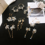 Lianfudai New flower handmade bohemia boho earrings women fashion long hanging earrings crystal female wedding earings party jewelry