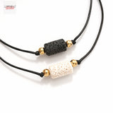 Lianfudai New Charm Bracelet For Friendship Couples 2pcs/set Volcanic stone bracelet Bead Bangles Women Man Lucky Wish Jewelry