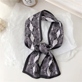 Lianfudai Silk Scarf Women Dot Zebra Striped Print Small Autumn Neck Scarf Office Lady HairBand Foulard Hand Kerchief Bag Accessories