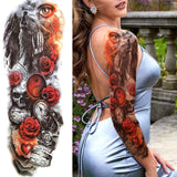 Lianfudai western jewelry for women Sexy Wolf Full Flower Arm Temporary Tattoo Stickers For Men Body Art Sleeve Tattoo Decals Girl Women Waterproof Tatoo Fox Legs