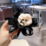 Lianfudai Camellia Barrette for Women Girl Flower Hair Clip Black White Hairpin Autumn Winter Hair Accessories Wholesale Drop Shipping