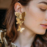 Lianfudai Cool Chunky Gold Color Butterfly Stud Earrings For Women Statement Earings