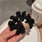 Lianfudai Solid Scrunchies for Women Girl Flush Tassel Autumn Winter Hair Tie Elastic Bands Korean Accessories Handmade Wholesale