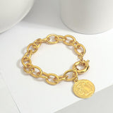 Lianfudai New Gold Color Charm Chain Wrist Jewelry Bracelets for Women Men Fashion Copper Alloy Bracelets Fashion Hot Sale