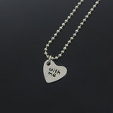 Lianfudai 2 Piece Set Of Fashionable Couple Necklace Love Heart Hollow Pendant Letter Necklace Your Heart Is With Me Bead Chain Necklace