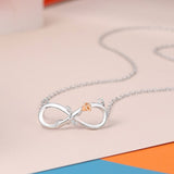 Lianfudai  gifts for women Classic Infinity Love Rose Flower Pendant Necklace Silver Color Clavicle Chain Necklace Female Charm Choker Jewelry Collar Gifts