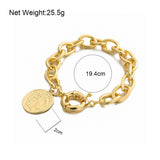 Lianfudai New Gold Color Charm Chain Wrist Jewelry Bracelets for Women Men Fashion Copper Alloy Bracelets Fashion Hot Sale