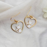 Lianfudai CHEISTMAS gifts for her New Fashion Moon Stars Rabbit Dangle Earrings For Women Flower Kitten Fishbone Crystal Pearl Asymmetrical Earring Party Jewelry