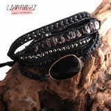 Lianfudai gifts for women Fashion Handma Bohemian Jewelry Boho Bracelet Mixed Natural Stones Charm 5 Strands Wrap Bracelets Gift