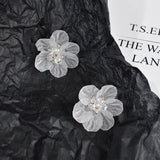 Lianfudai Korea Hyperbole White Transparent Flower Earrings for Women 2022 New Cute Sweet Acrylic Big Floral Earring Trendy Jewelry