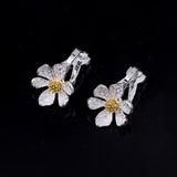 Lianfudai Simple daisy earrings earrings mosquito coil ear clips wild flowers without pierced jewelry