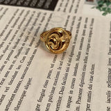 Lianfudai Vintage Ring For Women Gold Ring Open Ring Simple Temperament Versatile Personality Jewelry  New Fashion Ins wind
