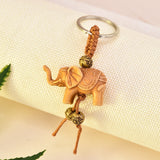 Lianfudai jewelry gifts for women hot sale Women Men Lucky Wooden Elephant Carving Pendant Keychain Religion Chain Key Ring Keyring Jewelry Wholesale cute keychain