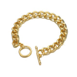 Lianfudai Punk Charm Chain Bracelets for Women Minimalist Thick Gold Color Stainless Steel Bracelets Bangles Fashion Jewelry
