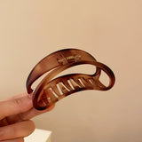 Lianfudai Fashion Acrylic Hairpin Translucent Chocolate Color Matte Geometric Large Hair Claw for Women Hair Accessories Gifts