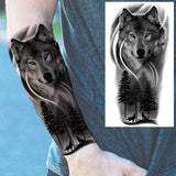 Lianfudai Praying Lion Cross Temporary Tattoos For Men Women Clown Wolf Tiger Flower Compass Fake Tattoo Sticker Forearm Waterproof Tatoos