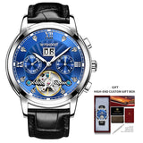 Lianfudai gifts for Men Automatic Mechanical Watch Top Brand Stainless Steel Waterproof Watches New Fashion Business Hollow  Wristwatch