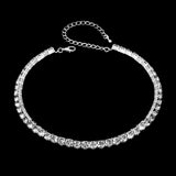 Lianfudai Women Diamante Rhinestone Choker Necklace Silver Color Wedding Bridal Party Crystal Collar Choker Chain Necklace Jewelry