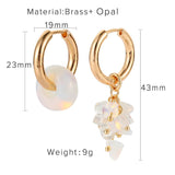 Lianfudai Trend Designs Lapis Jade Opal Freshwater Pearl Round Charm Earrings For Women Handmade Semi-Precious Stone Beads Earrings