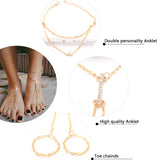 Lianfudai gifts for women Boho Anklet Foot Chain Ankle Summer Bracelet Bar Crystal Charm Sandals Barefoot Beach Foot Bridal Jewelry Wholesale A005