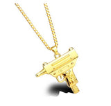 Lianfudai Pistol Pendants Necklaces Submachine Gun Necklace Men Hip Hop Jewelry Chain Collier