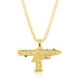 Lianfudai Pistol Pendants Necklaces Submachine Gun Necklace Men Hip Hop Jewelry Chain Collier