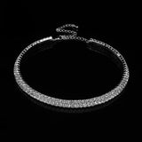 Lianfudai Women Diamante Rhinestone Choker Necklace Silver Color Wedding Bridal Party Crystal Collar Choker Chain Necklace Jewelry