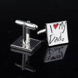 Lianfudai Alloy Square Cufflinks for Men Shirt I LOVE MY DAD Cuff Links High Quality Jewelry Fashion Accessories Cuff Buttons Pins