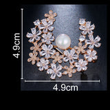 Lianfudai Fashion Handmade White gold/Rose Gold Cubic Zircon Pearl Brooch for Women  Gift