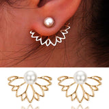 Lianfudai Pearl crystal lotus stud earring ladies earrings popular European and American style new earrings drop shipping