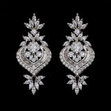 Lianfudai - New Arrival Luxury Big Long Flower Pendant Drop Earrings With Shining CZ Brincos Bridal Women Wedding Party Jewelry