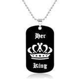 Lianfudai CHEISTMAS gifts for her Jewelry popular her king his queen engraved letters black dog label necklace couple Valentine's Day gift