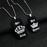 Lianfudai CHEISTMAS gifts for her Jewelry popular her king his queen engraved letters black dog label necklace couple Valentine's Day gift