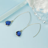 Lianfudai 8Seasons New Simple Yellow/White/Blue Crystal Water Drop Earrings for Women Wedding Party Long Dangle Earring Fashion Jewelry