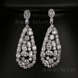 Lianfudai - Luxury Bride Wedding Earrings Amazing AAA Cubic Zirconia White Gold Color Crystal Jewelry Party Gift