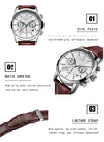 Lianfudai father's day gifts  Watches Mens Top Brand Luxury Clock Casual Leathe 24Hour Moon Phase Men Watch Sport Waterproof Quartz Chronograph+Box