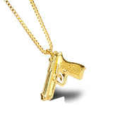 Lianfudai Pistol Pendants Necklaces Submachine Gun Necklace Men Hip Hop Jewelry Chain Collier