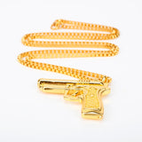 Lianfudai Pistol Pendants Necklaces Submachine Gun Necklace Men Hip Hop Jewelry Chain Collier