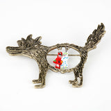 Lianfudai Jewelry of Once Upon a Time fairy tale Gray wolf and Little Red Riding Hood Creative Brooch for Female Men Woman's Brooches Pins