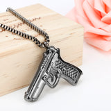 Lianfudai Pistol Pendants Necklaces Submachine Gun Necklace Men Hip Hop Jewelry Chain Collier