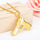 Lianfudai Pistol Pendants Necklaces Submachine Gun Necklace Men Hip Hop Jewelry Chain Collier