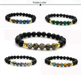 Lianfudai gifts for men Lava Stone Beads Bracelet Men Bileklik Jewelry Buda Bracelets For Women Pulseras Mujer Friends Branzoletki Chakra Braslet Gold